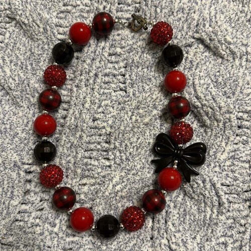 Red plaid bubble necklace